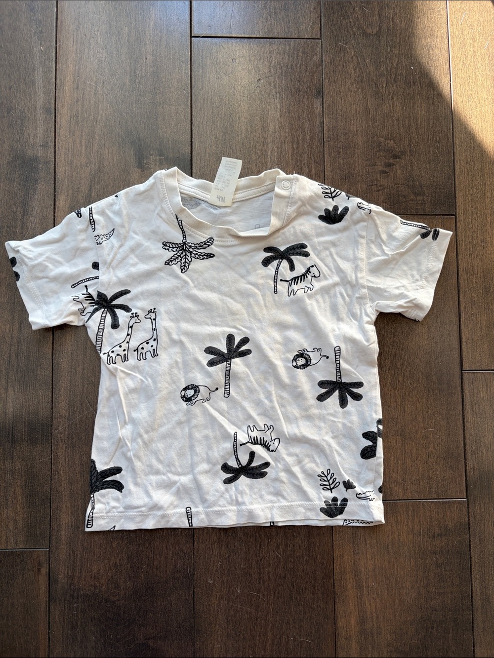 H&M White Tee with Black Safari Print